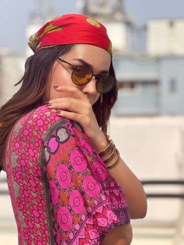 The Boozy Button River Rose Pink Cotton Silk Short Kaftan Plus Size