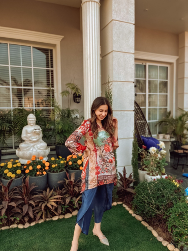 The Boozy Button Humsafar Summer Red Cotton Silk Tunic Plus Size
