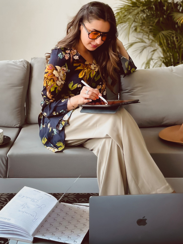 The Boozy Button Workaholic Blue Cotton Silk Tunic