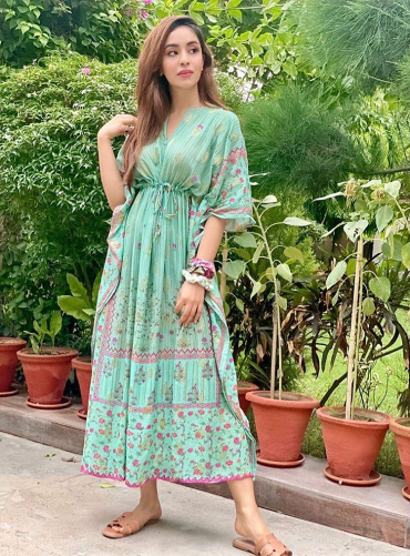 Blue Banarasi Kaftan