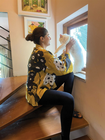 The Boozy Button Moony Floral Yellow Cotton Silk Top Plus Size