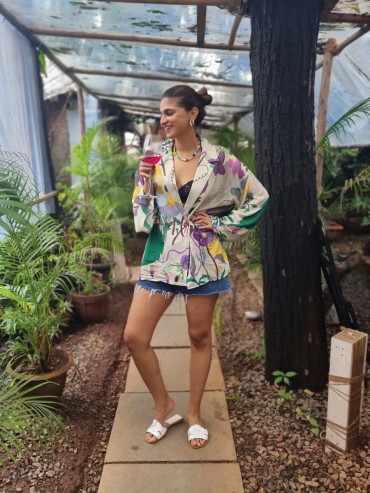 The Boozy Button Patchouli Floral Cream Cotton Silk Top Plus Size