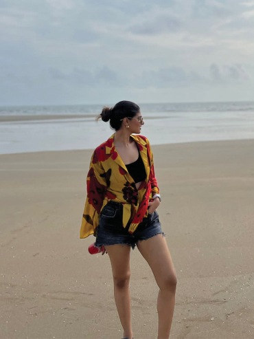 The Boozy Button Sangria Floral Yellow Cotton Silk Top plus Size