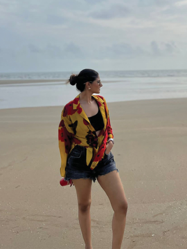 The Boozy Button Sangria Floral Yellow Cotton Silk Top