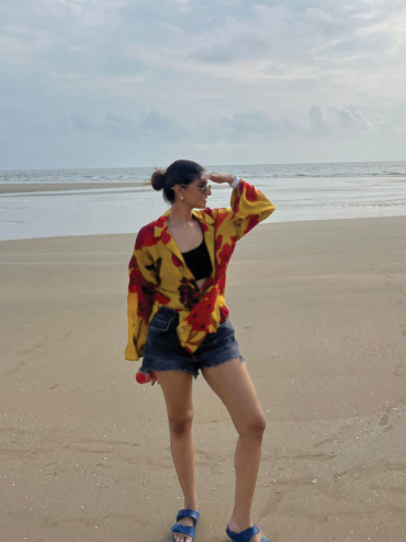 The Boozy Button Sangria Floral Yellow Cotton Silk Top plus Size