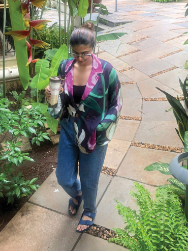 The Boozy Button Jules Floral Black Cotton Silk Top Plus Size