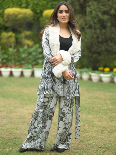 The Boozy Button Plum Pudding Black Woollen Winter Coord Set