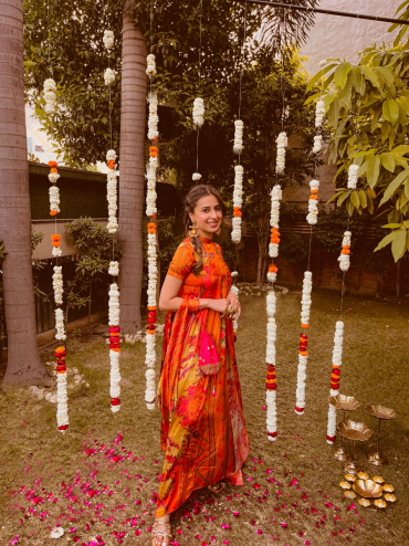 The Boozy Button Rabba Cocktail Orange Cotton Silk Dress