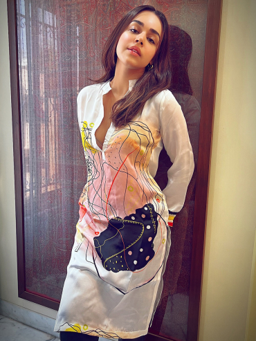 The Boozy Button Rang Cream Cotton Silk Kurta