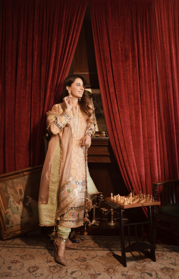 The Boozy Button Retro Radiant Peach Cotton Silk Kurta Salwar