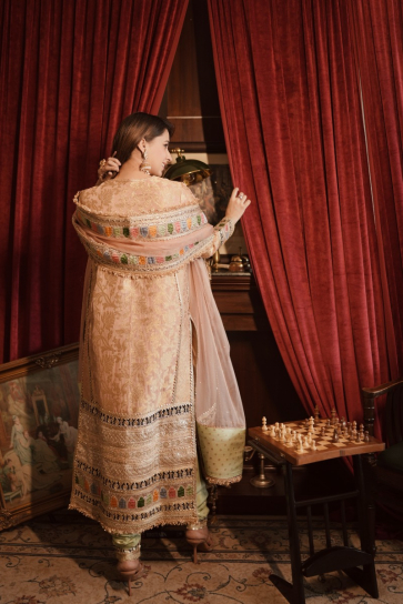 The Boozy Button Retro Radiant Peach Cotton Silk Kurta Salwar