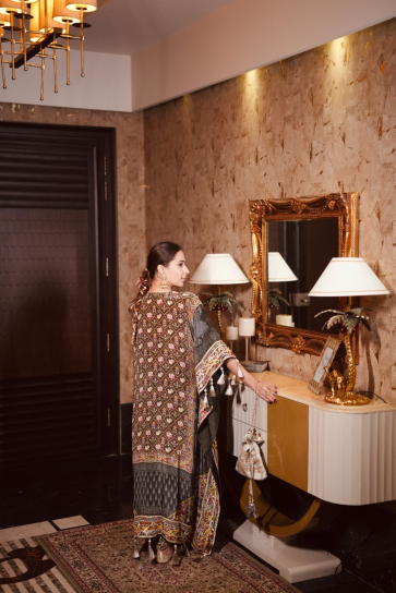 The Boozy Button Raanjhan Grey Brocade Silk Kaftan Salwar