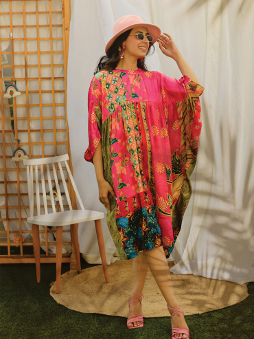 The Boozy Button Selfridges Pink Cotton Silk Dress