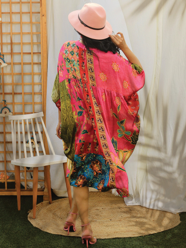 The Boozy Button Selfridges Pink Cotton Silk Dress