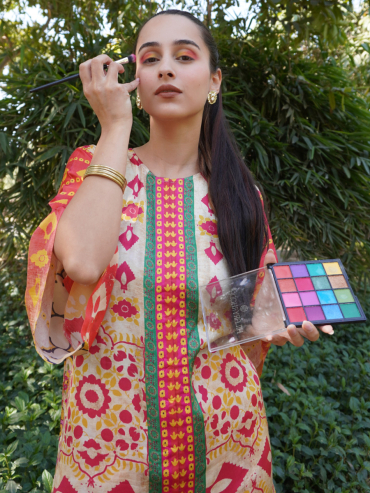 The Boozy Button Shona Red Cotton Silk Kaftan Pant