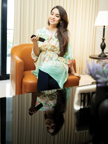 The Boozy Button Ena Blue Cotton Silk Short Kaftan