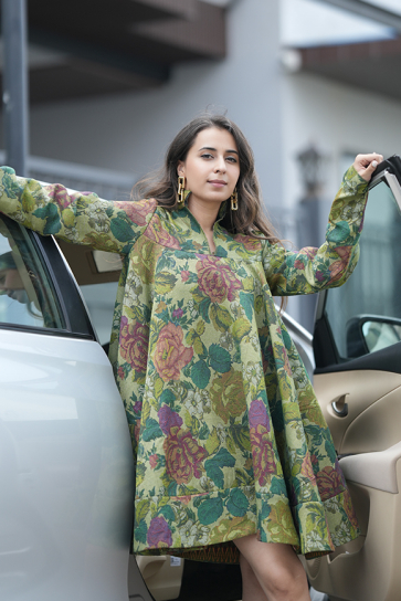 The Boozy Button Sunn Mere Dil Green Cotton Handloom Dress