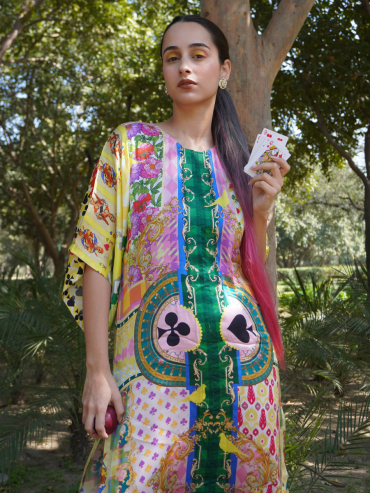 The Boozy Button Spade Pink Cotton Silk Kaftan Pant Plus Size
