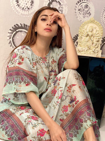 Pink and Blue Cotton Kaftan