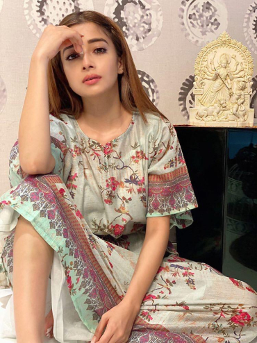 Pink and Blue Cotton Kaftan