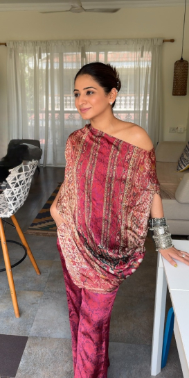 The Boozy Button Tira Pink Cotton Silk Co Ord Set Plus Size