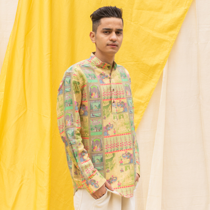 Buy Boozy Boys Short Kurti BB4 LINEN SMALL GREEN The Boozy Button